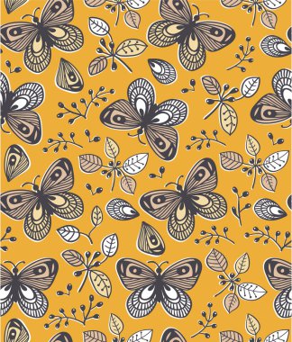 Çiçekli ve kelebekli desen