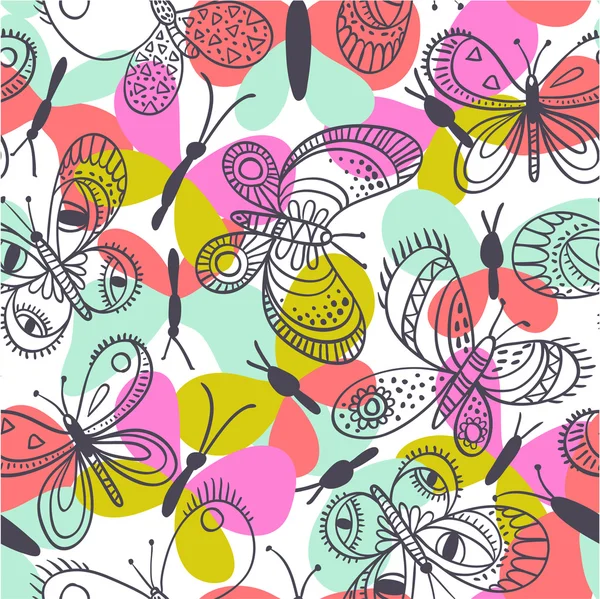 Seamless pattern with butterflies — Stock Vector