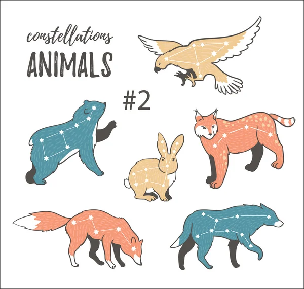 Ensemble de constellations d'animaux — Image vectorielle