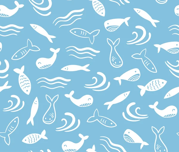 Pattern with little cute fishes — Stock Vector