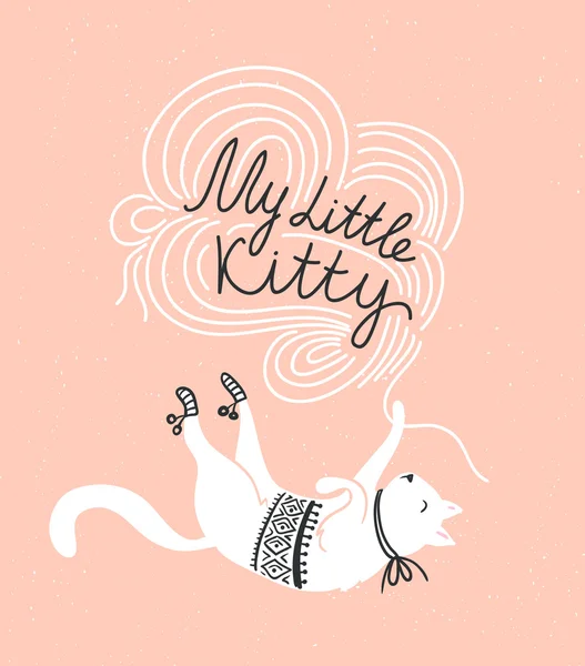 かわいい猫とスタイリッシュな文字カード — ストックベクタ