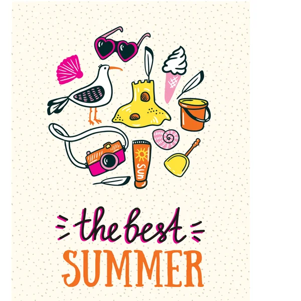 Cartão de verão com letras —  Vetores de Stock