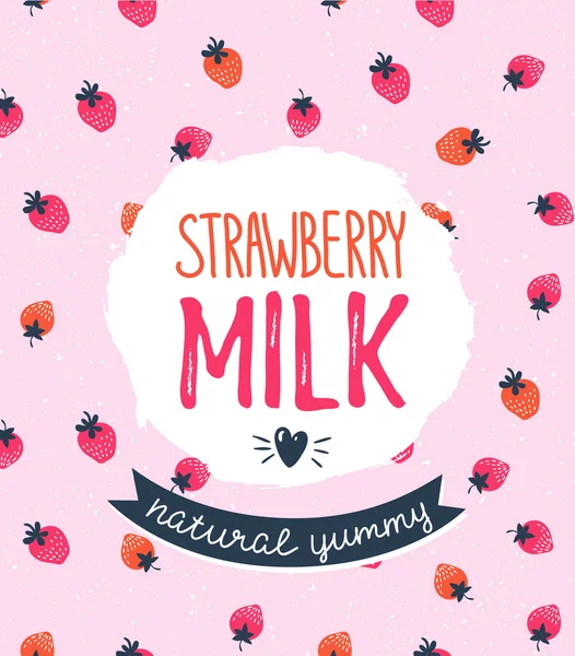 Strawberry milk graphic design — Stock Vector