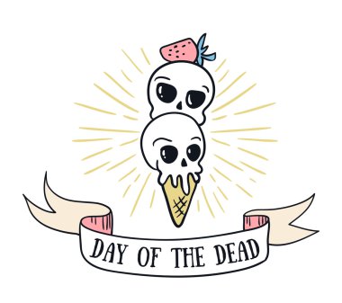 Day of the dead lettering greeting card. clipart
