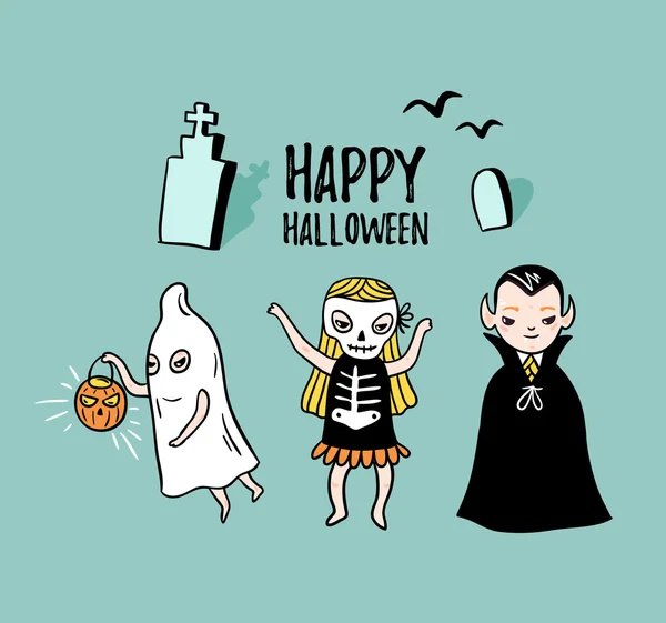 Carte Halloween avec lettrage élégant — Image vectorielle