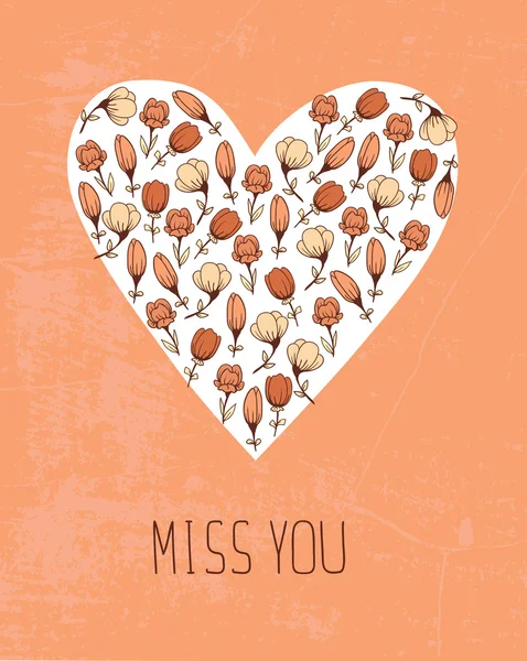 Main tirée miss you carte — Image vectorielle