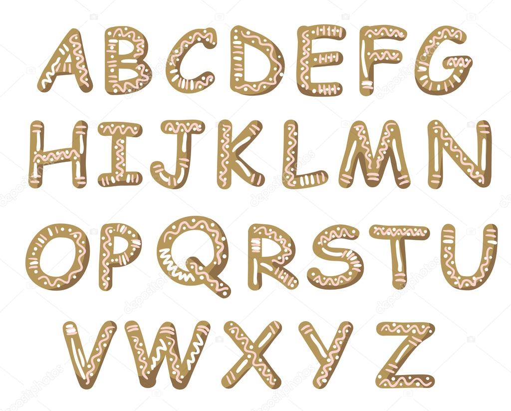 Christmas cookie alphabet.