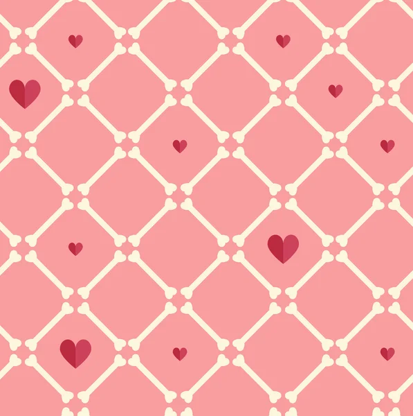 Οστά με κάθε είδους χωρίς συγκόλληση ροζ καρδούλες — Διανυσματικό Αρχείο