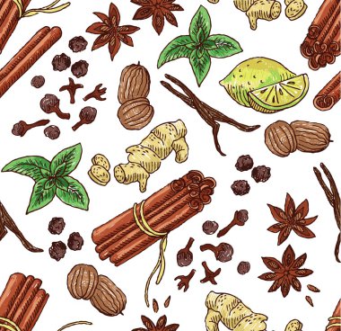 Baharat çizilmiş desen