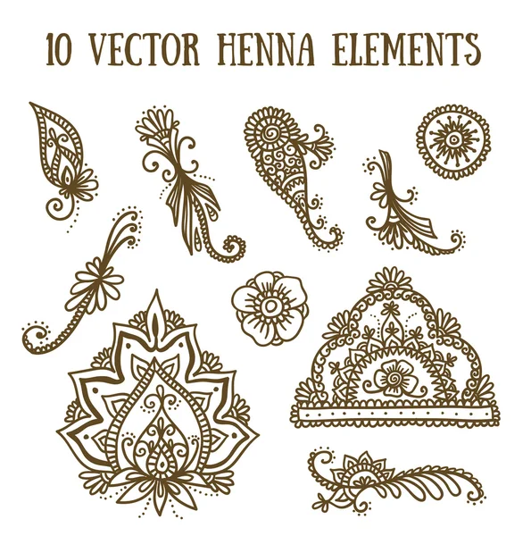 Elementos florales en estilo indio — Vector de stock