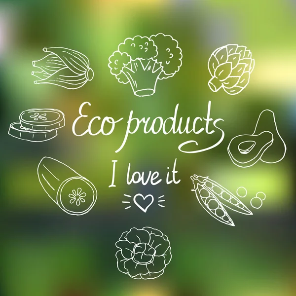 Eco achtergrond met groenten — Stockvector