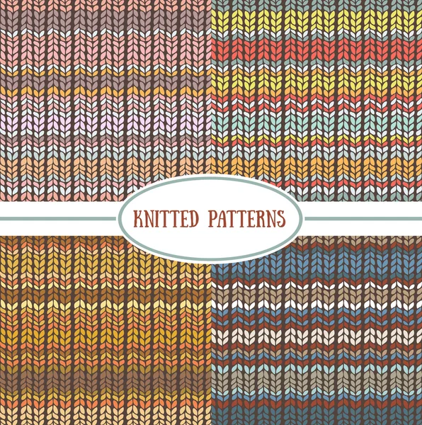 Patterns with knitted stripes — Stock Vector