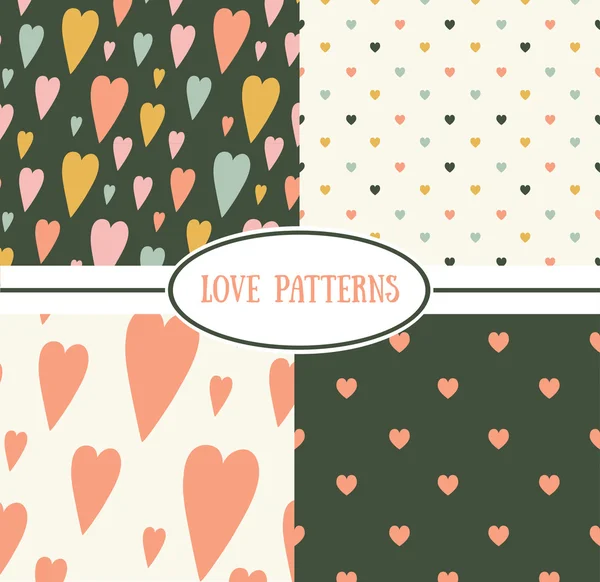 Set of retro love patterns. — Stock Vector