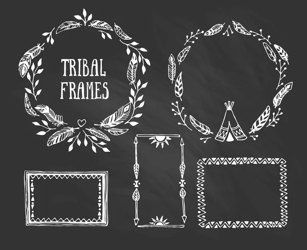 Tribal wreaths and frames — Stock Vector