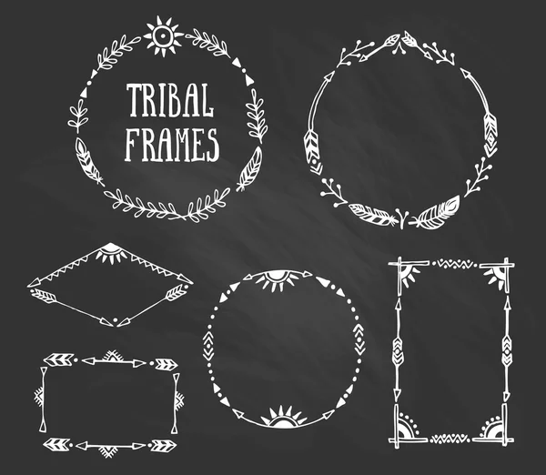 Coronas y marcos tribales — Vector de stock