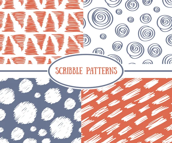 Stylish scribble seamless patterns. — Stock Vector