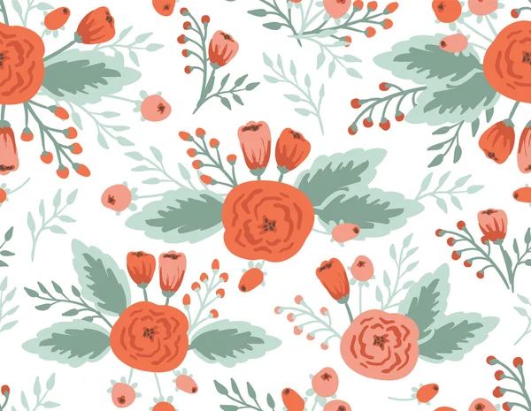 Roses et tulipes motif sans couture — Image vectorielle