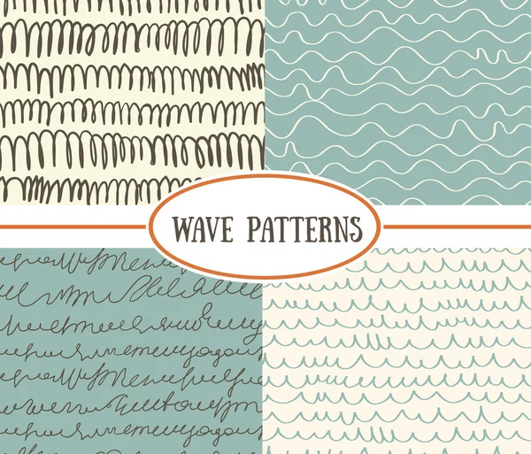 Set of wave seamless patterns — Stock Vector