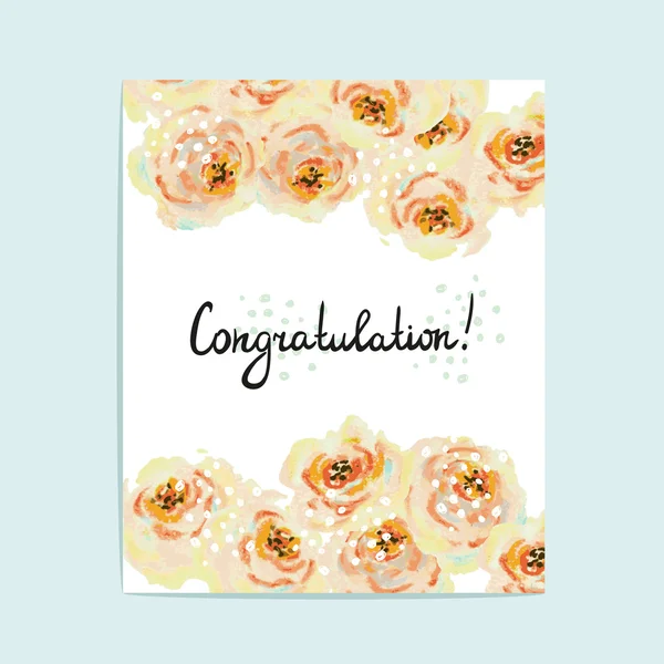 Cartão de parabéns floral pastel — Vetor de Stock