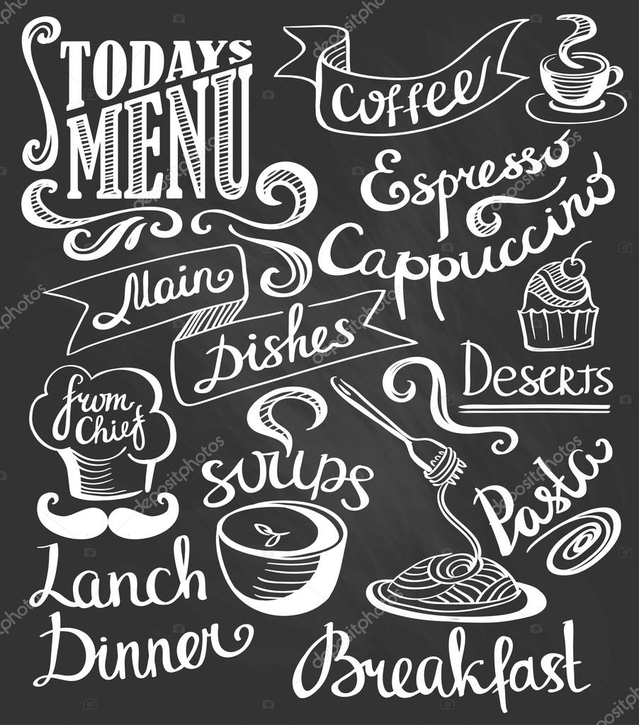 Coffee drinks menu on blackboard