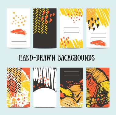 Hand drawn cards with trendy textures clipart