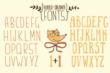 İki elle çizilmiş kroki alfabe