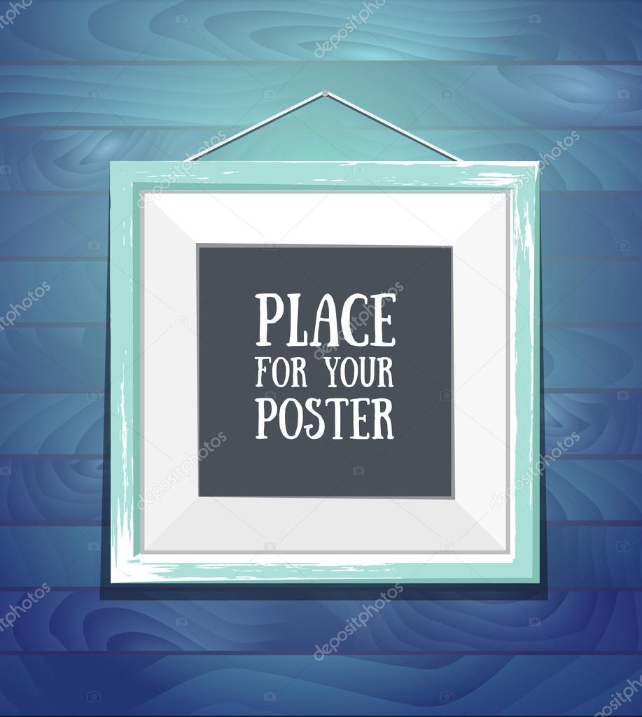 Template of square frame with poster