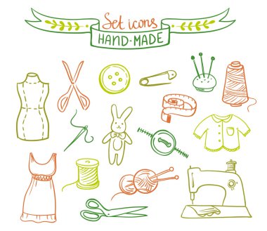 Vintage retro örgü simgeler kümesi