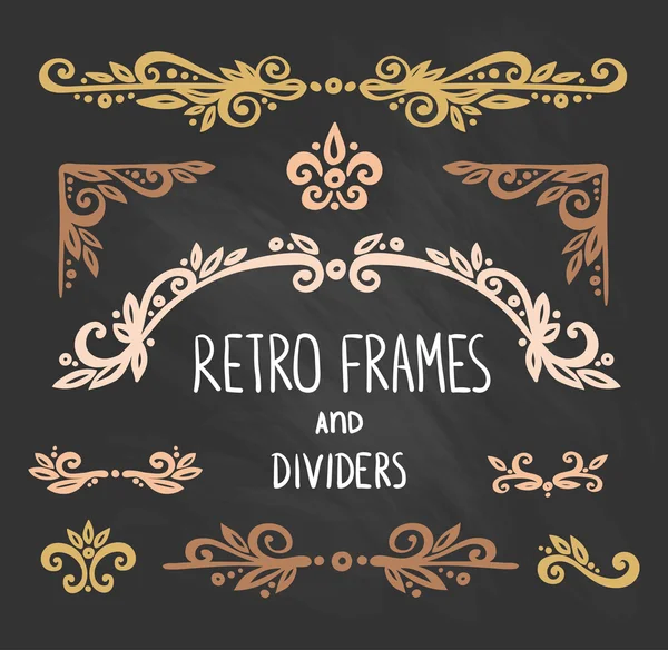 Retro frames en scheidingslijnen instellen — Stockvector