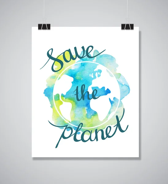 Hand drawn watercolor planet — Stock Vector