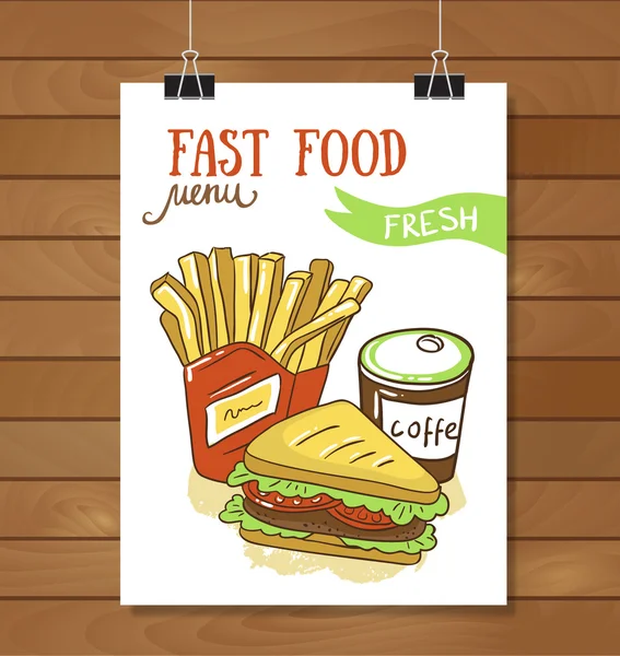 Fastfood-Plakat — Stockvektor