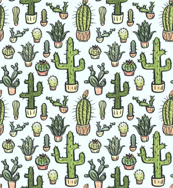 Kaktüs çizilmiş desen