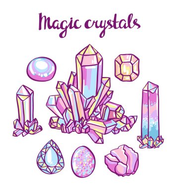 Set of magical crystals clipart