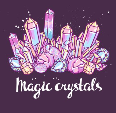 Bright magic crystals clipart