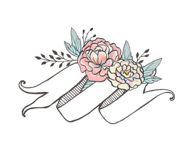 Şakayık ve rose ile şerit