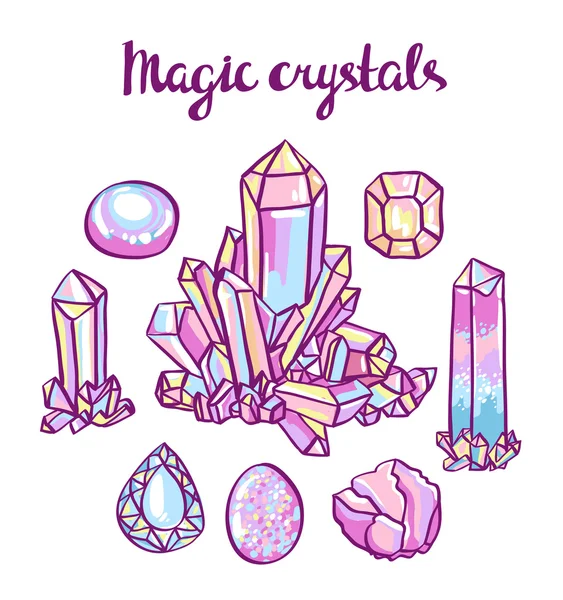 Set of magical crystals — Stock Vector