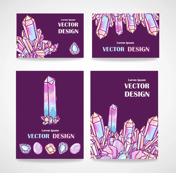 Banners e cartões de visita com cristais — Vetor de Stock