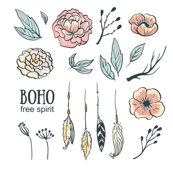 Boho Stil Hochzeitseinladung Set — Stockvektor