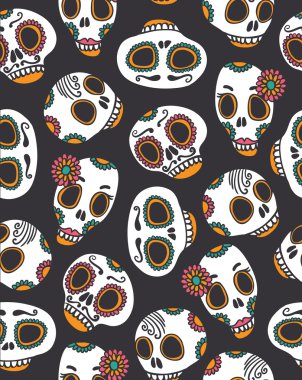 Renkli sorunsuz backgroundwith kafatasları