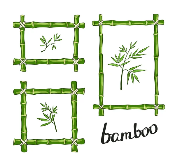 Quadro de bambu amarelo com peônias —  Vetores de Stock