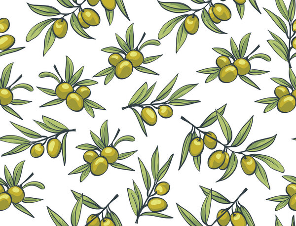 бесшовный узор с зелеными оливками
