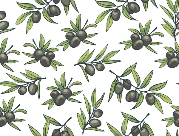 Seamless pattern with black olives — Stock Vector