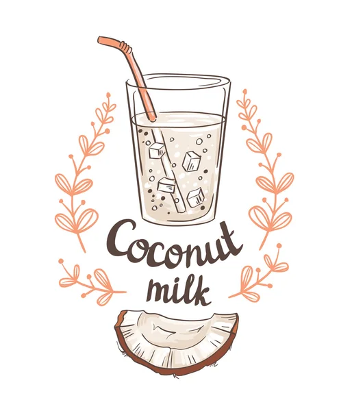 코코넛 우유 그림 — 스톡 벡터