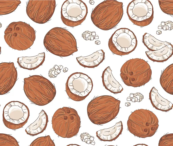 Seamless mönster med kokosnötter — Stock vektor