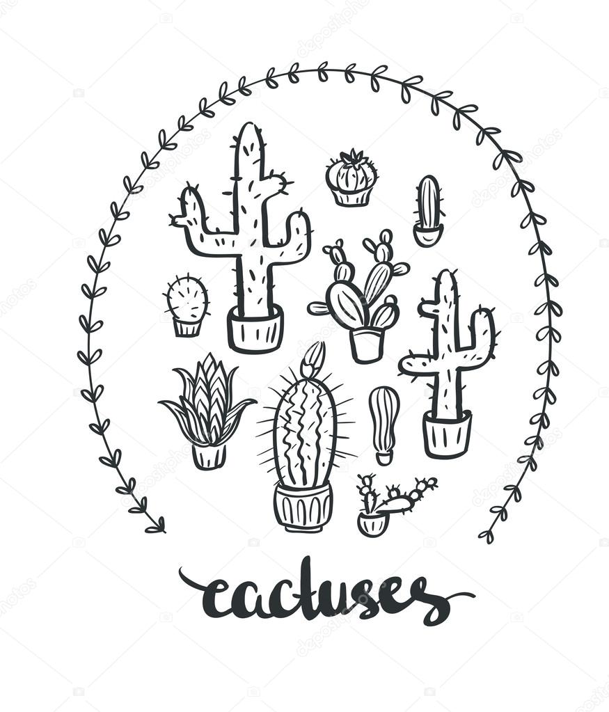 cactuses icons set