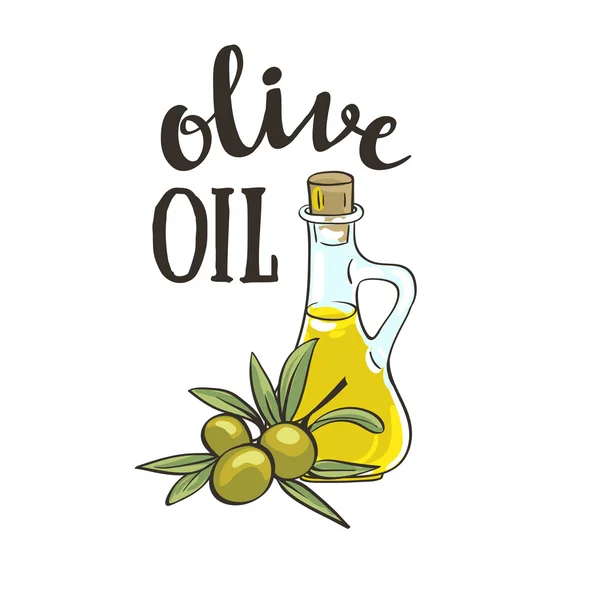 Flasche mit Olivenöl — Stockvektor