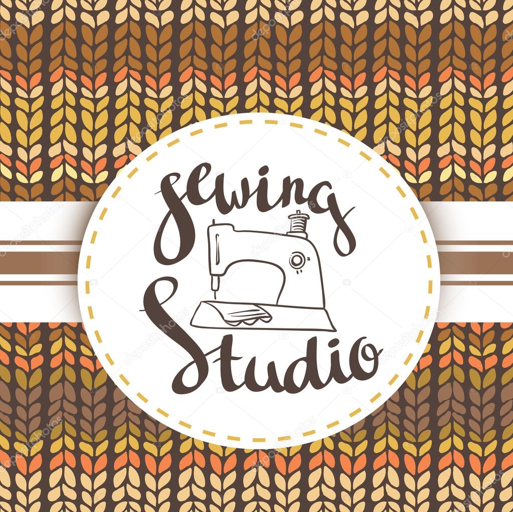 Hand drawn typography poster with sewing machine and stylish lettering 