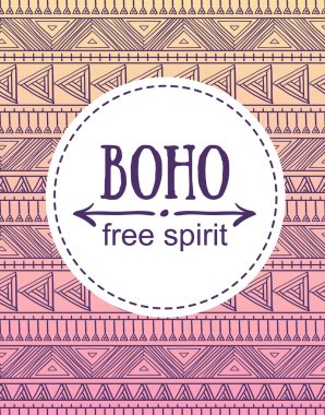 Boho stil kart el çekilmiş.