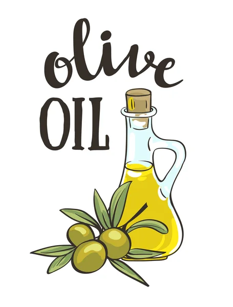 Botella con aceite de oliva . — Vector de stock