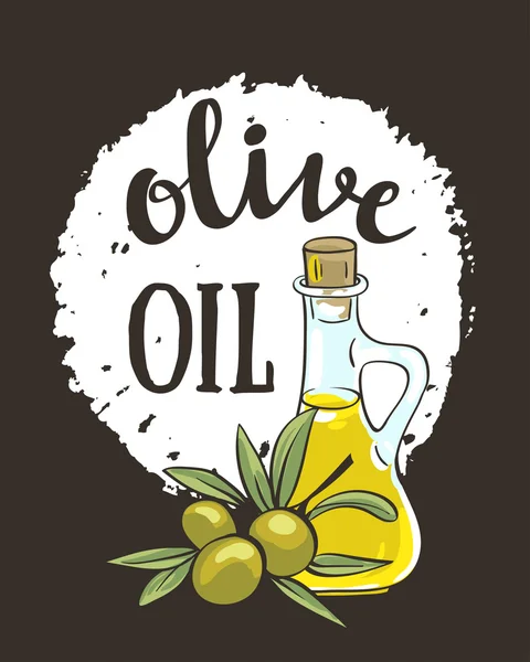 Botella con aceite de oliva . — Vector de stock